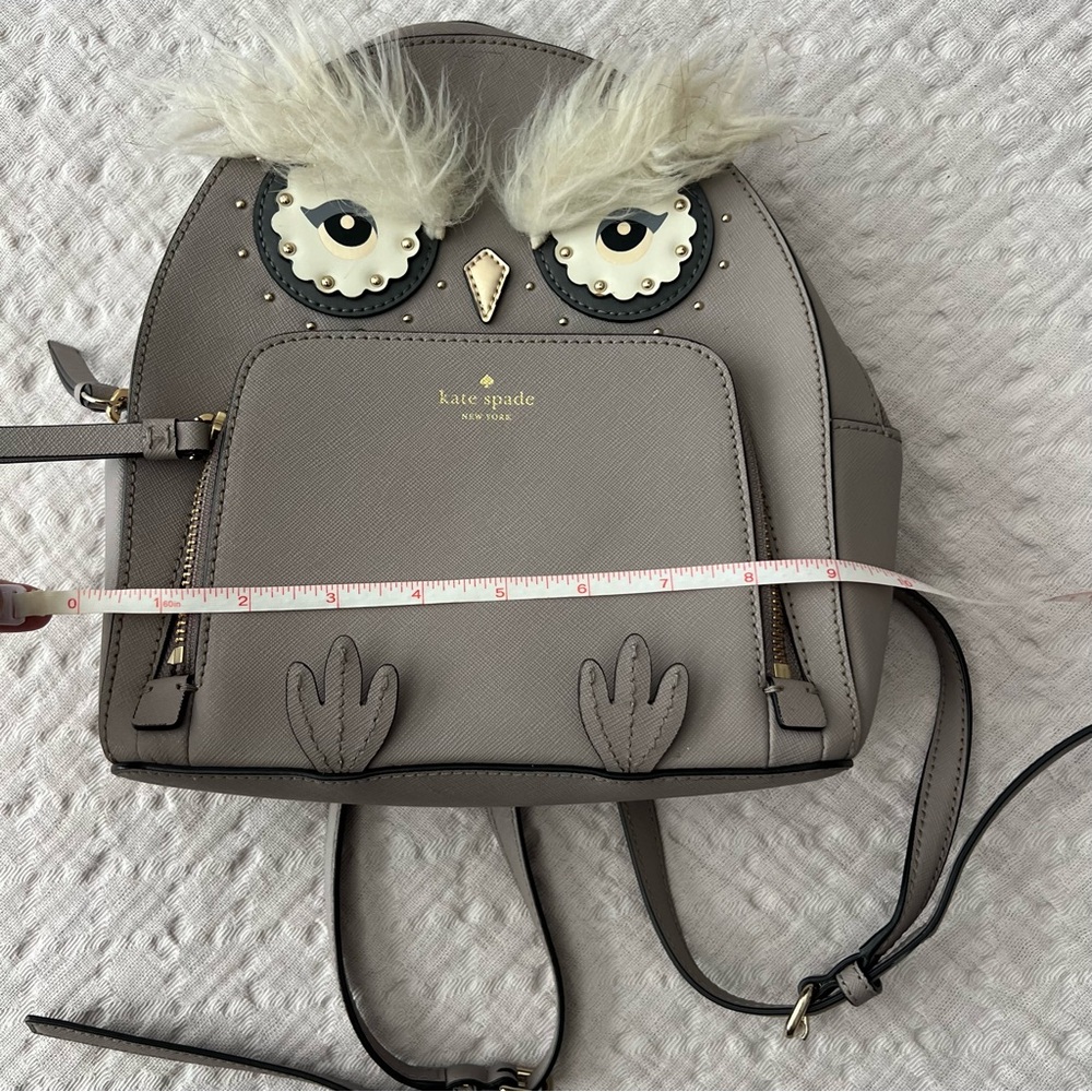 Kate Spade Star Bright Owl Tomi Cityscape Grey Leather Novelty Backpack - Picture 5 of 13